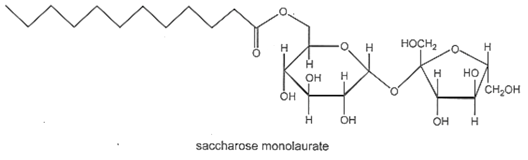 Saccharose monolaurate là ester thu được khi cho saccharose tác dụng với lauric acid.
 (ảnh 1)
