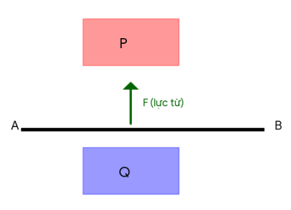 Một học sinh bố trí thí nghiệm lực từ như hình bên. Khi đóng khóa K, đoạn dây AB nằm giữa hai cực P, Q của nam châm bị đẩy văng lên phía trên. Kết luận nào sau đây đúng?
(ảnh 1)