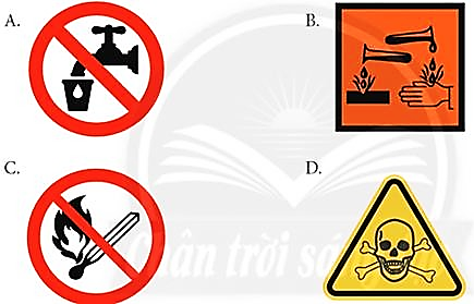 Kí hiệu cảnh báo nào sau đây cho biết em đang ở gần vị trí có hóa chất độc hại? (ảnh 1)