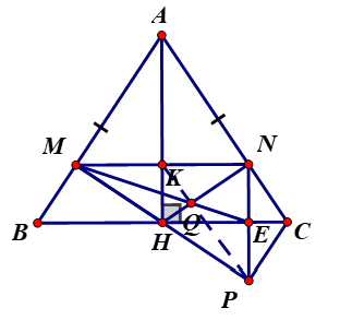 (2,5 điểm) Cho ΔABCcân tại A, kẻ AH vuông góc với BC tại H. (a) Chứng minh: ΔAHB=ΔAHCvà AH là tia phân giác của ˆBAC. (b) Từ H kẻ HM⊥AB, HN⊥AC(M∈AB,N∈AC). Chứng minh: MB=NC. (ảnh 1)