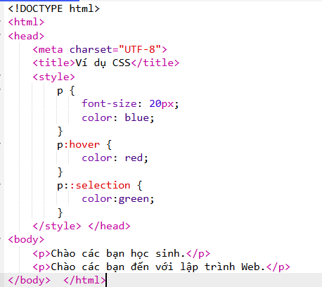 Cho đoạn lệnh HTML và CSS như sau:
 (ảnh 1)