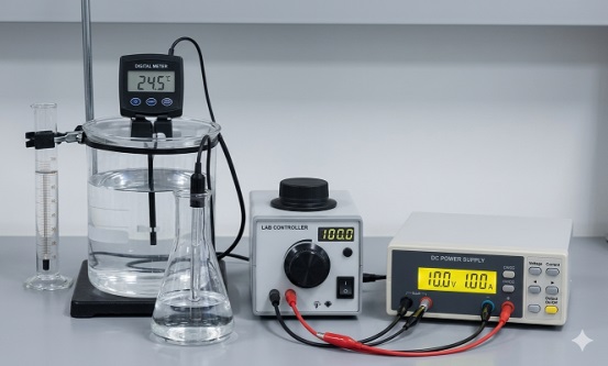 Một nhóm học sinh nghiên cứu sự truyền nhiệt ra môi trường qua thành bình chứa nước nóng. Nhóm học sinh nêu ra giả thuyết: “Công suất truyền nhiệt lượng qua thành bình tỉ lệ nghịch với độ dày (ảnh 1)