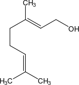 Geraniol có mùi thơm của hoa hồng và thường được sử dụng trong sản xuất nước hoa. Công thức của geraniol như hình dưới:
 (ảnh 1)