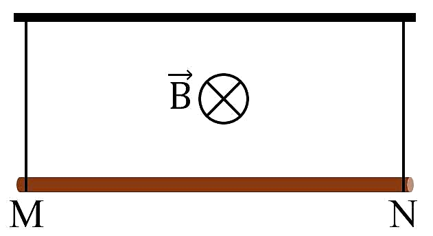 Một đoạn dây dẫn thẳng, dài 20 cm, được treo nằm ngang bằng hai sợi dây mảnh, nhẹ giống nhau. Hệ thống được đặt trong một từ trường đều có các đường sức từ nằm ngang và vuông góc với đoạn dây (ảnh 1)