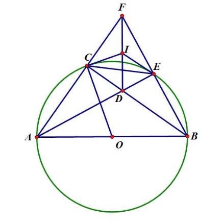 Cho đường tròn (O; R) đường kính AB. Lấy điểm C thuộc đường tròn (C khác A và (ảnh 1)