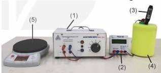 Hình bên dưới là các dụng cụ để đo nhiệt dung riêng của nước. Dụng cụ số (1) là
 (ảnh 1)