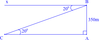 Từ một đ&agrave;i quan s&aacute;t cao 350 m so với mực nước biển, người ta nh&igrave;n thấy một chiếc thuyền bị nạn dưới g&oacute;c 200 so với phương ngang của mực nước (ảnh 1)