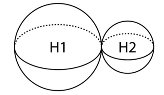  Một khối đồ chơi gồm hai khối cầu (H1), (H2) tiếp xúc với nhau, lần lượt có bán kính tương ứng là r1,r2 thỏa mãn r2=1/2r1 ( hình bên). Biết thể tích của toàn bộ khối đồ chơi bằng 180 cm3. Tính thể tích khối cầu (H1). (ảnh 1)