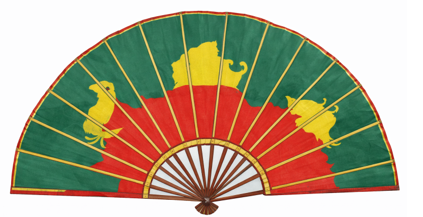  Bạn Hoa muốn làm cây quạt giấy mà khi mở rộng hết cỡ thì số đo góc chỗ tay cầm là 120∘chiều dài mỗi cây nan tre tính từ chỗ gắn đinh nẹp (để cố định các nan tre lại) đến rìa ngoài quạt là 25cm (ảnh 1)