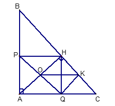  . Cho ΔABC vuông tại A, đường cao AH. Kẻ HP⊥AB(P∈AB),HQ⊥AC(Q∈AC). Gọi K là trung điểm của HC; O là giao điểm của AH và PQ. (a) Tứ giác AQHP là hình gì? Vì sao? (ảnh 1)
