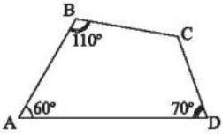  Cho tứ giác ABCD, biết ˆA=60∘,ˆB=110∘,ˆD=70∘. Khi đó số đo góc C là (ảnh 1)