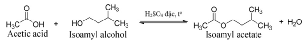Isoamyl acetate là một ester có mùi chuối chín. Một học sinh tiến hành tổng hợp ester này từ acetic acid và isoamyl alcohol (d = 0,81 g/mL) theo phương trình hoá học sau :

Sau thí nghiệm, tá (ảnh 1)