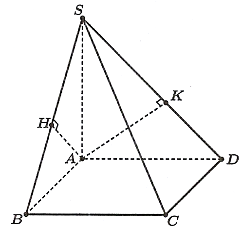 Cho hình chóp S.ABCD có đáy ABCD là hình chữ nhật với AB = a căn 2, AC = a căn 3. Cạnh bên SA = 2a và vuông góc với mặt đáy (ABCD) (ảnh 1)