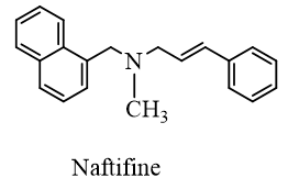 Naftifine là một chất có tác dụng chống nấm. Naftifine có cấu tạo như hình dưới:
(ảnh 1)
