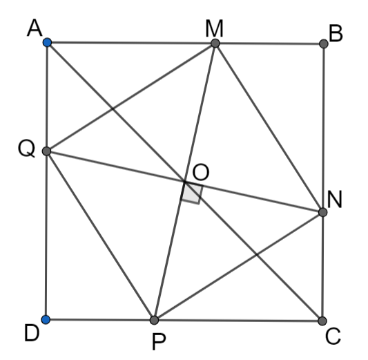 Cho hình vuông ABCD. Lần lượt lấy các điểm M, N, P thuộc các cạnh AB, BC, CD thỏa mãn: MA NB PC. Từ N kẻ đường vuông góc với PM cắt AD tại Q. Chứng minh rằng MQ vuông góc PQ. (ảnh 1)
