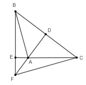 Cho tam giác ABC có góc A = 90 độ, AD vuông góc với BC tại D, BE vuông góc với AC tại E. Gọi F là giao điểm của đường thẳng AD và BE. Chứng minh AB FC. (ảnh 1)