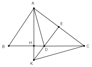 Cho tam gi&aacute;c ABC c&oacute; 3 g&oacute;c nhọn (AB < AC), đường cao AH. Lấy D l&agrave; điểm thuộc đoạn HC, vẽ DE AC (E thuộc AC). Gọi K l&agrave; giao điểm của AH v&agrave; DE. Chứng minh AD KC. (ảnh 1)