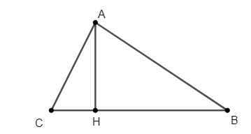 Cho tam giác ABC có AB > AC, kẻ AH vuông góc BC (H thuộc BC). So sánh BH và CH. (ảnh 1)