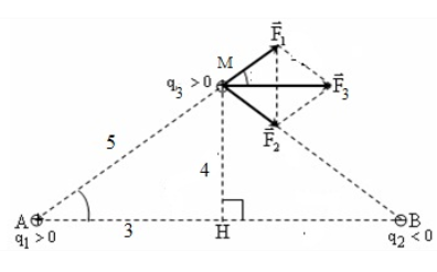 Có hai điện tích q1 = 2.10^-6 và q2 = -2.10^-6 đặt tại hai điểm A, B trong chân không và cách nhau một khoảng 6cm. Một điện (ảnh 1)