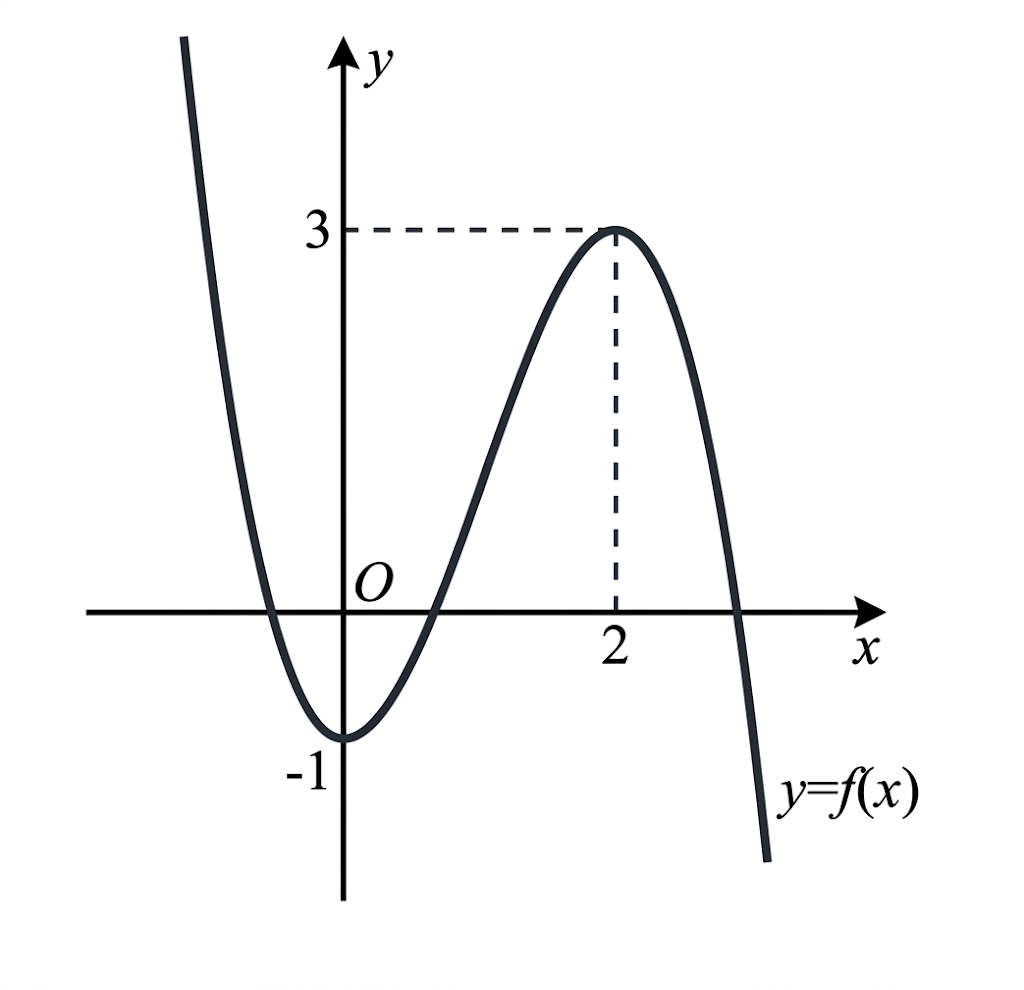Cho hàm số y = f(x) xác định trên R, có đồ thị như hình vẽ.Các mệnh đề sau đúng hay sai?  (ảnh 1)
