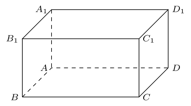 Cho hình hộp chữ nhật ABCD.A1B1C1D1 có AB = 2a, A1D1= căn 3 a, AA1 = a với (ảnh 1)
