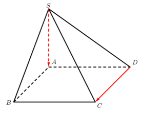 Cho hình chóp S.ABCD đáy ABCD là hình chữ nhật có AB = a; BC = 2a. Cạnh bên SA = 3a và vuông góc với mặt đáy. Gọi O là tâm của đáy. Các mệnh đề sau đúng hay sai? (ảnh 1)