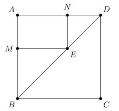 Bác An muốn xây một chiếc bể bơi cho trẻ em trong mảnh vườn hình vuông \(ABCD\) có diện tích \(144{\rm{\;}}{{\rm{m}}^2}\). Biết bể bơi có dạng hình hộp chữ nhật có hai đỉnh đối diện của đáy l (ảnh 1)