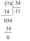 Đặt và tính 374 : 34 = ? (ảnh 1)