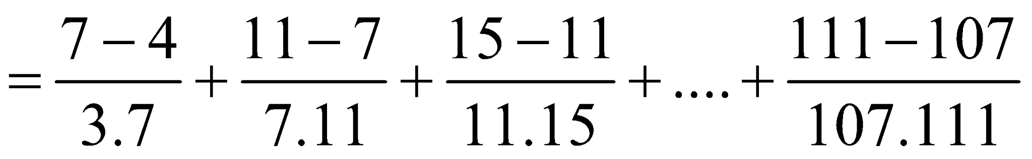 Tính giá trị của biểu thức: A = 4/(3.7) + 4/(7.11) + 4/(11.15) + ... + 4/(107.111) (ảnh 3)