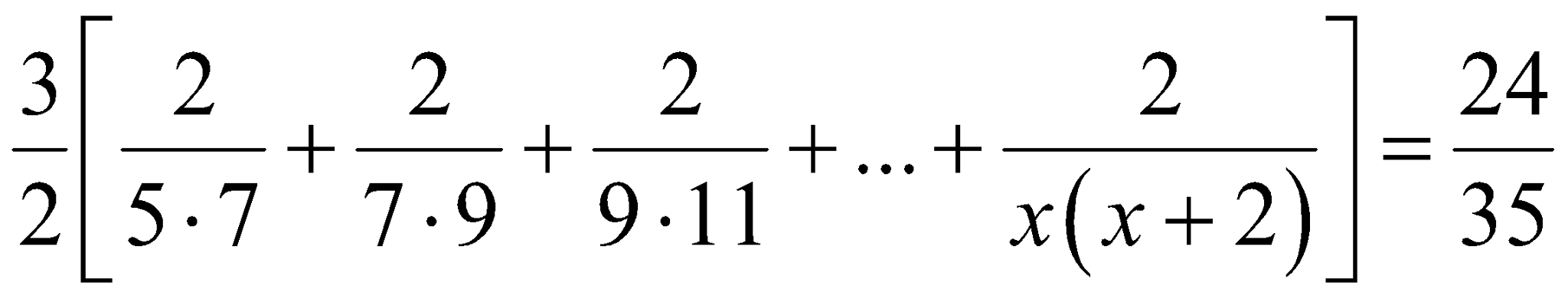 Tìm giá trị của x biết: 3/34 + 3/63 + 3/99 + ... + 3/x(x+2) = 24/35 (ảnh 4)