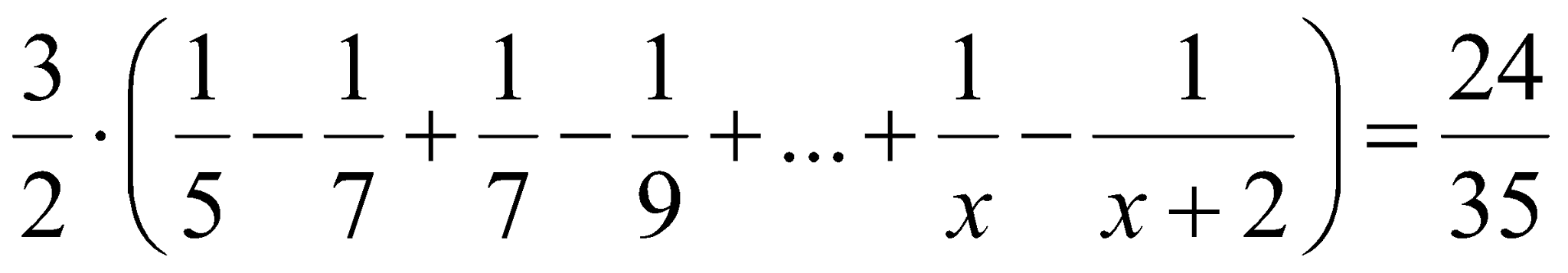 Tìm giá trị của x biết: 3/34 + 3/63 + 3/99 + ... + 3/x(x+2) = 24/35 (ảnh 5)