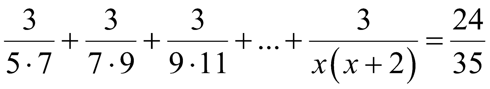 Tìm giá trị của x biết: 3/34 + 3/63 + 3/99 + ... + 3/x(x+2) = 24/35 (ảnh 3)