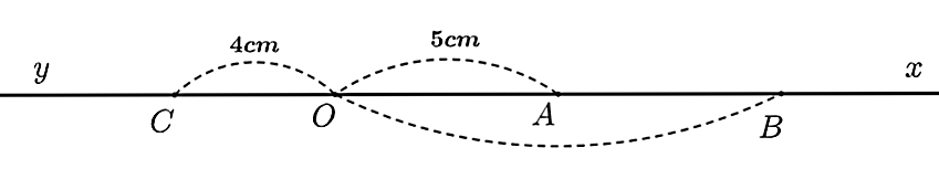 Vẽ tia \(Ox\). Trên tia \(Ox\) lấy điểm \(A\) và \(B\) sao cho \(OA = 5{\rm{ cm, }}OB = 10{\rm{ cm}}{\rm{.}}\) Vẽ tia \(Oy\) là tia đối
của tia \(Ox\). Trên tia \(Oy\) lấy điểm \(C\) sao cho (ảnh 1)