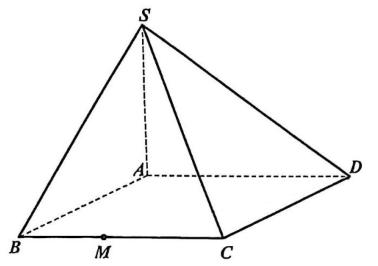 Cho hình chóp S.ABCD có đáy ABCD là hình vuông cạnh bằng 5 và tam giác SAB đều. Gọi M là điểm thuộc cạnh BC sao cho BM = 2 (ảnh 1)
