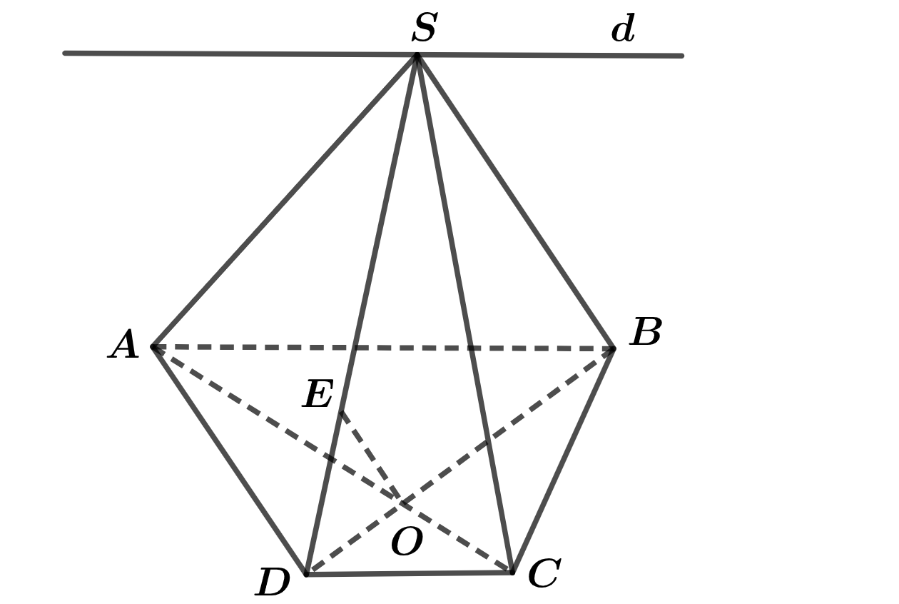 Cho hình chóp tứ giác S.ABCD có đáy ABCD là hình thang với AB//CD, AB = 2CD. Gọi O là giao điểm của AC và BD, E là điểm trên cạnh SD thoả mãn SE = 2ED (ảnh 1)