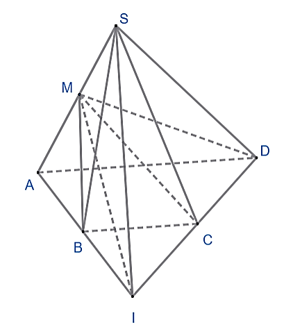 Cho hình chóp S.ABCD có đáy ABCD là hình thang (AD song song BC, AD lớn hơn BC). Lấy điểm M trên cạnh SA (M không trùng S và (ảnh 1)