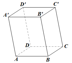 Cho hình lăng trụ tứ giác ABCD.A′B′C′D′ có đáy ABCD là hình bình hành. Xét tính đúng hoặc sai của các mệnh đề sau: (ảnh 1)