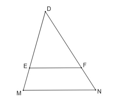 Cho tam giác DEF có DE = 10 cm, DF = 15 cm. Trên tia đối của tia ED lấy điểm M sao cho EM = 2 cm, trên tia đối của tia FD lấy điểm N sao cho FN = 3 cm. Xét tính đúng/sai của các khẳng định sa (ảnh 1)