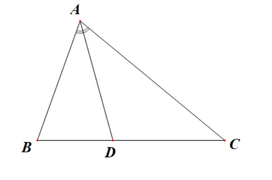 Cho tam giác ABC có AB = 9 cm, AC = 12 cm và BC = 14 cm. Kẻ đường phân giác AD của góc A (D thuộc cạnh BC). Xét tính đúng/sai của các khẳng định sau: (ảnh 1)