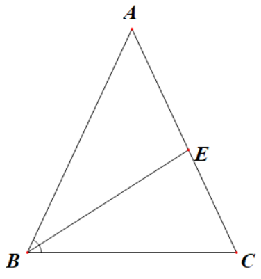 Cho tam giác ABC cân tại A, có chu vi là 36 cm và BC = 10 cm. Phân giác góc B cắt cạnh AC tại điểm E. Xét tính đúng/sai của các khẳng định sau: (ảnh 1)