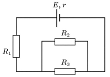  Cho mạch điện như hình vẽ. Nguồn điện có suất điện động E = 24 V, điện trở trong r = 1 Omega . Mạch ngoài có r1 = 7 Omega  (ảnh 1)