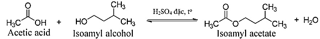 Một học sinh tiến hành tổng hợp isoamyl acetate (thành phần chính của dầu chuối) từ acetic acid và isoamyl alcohol theo phương trình hóa học sau:

Sau thí nghiệm, tiến hành phân tách sản phẩm (ảnh 1)