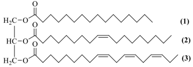 Triglyceride đóng vai trò là nguồn cung cấp năng lượng và chuyên chở các chất béo trong quá trình trao đổi chất. Cho triglyceride X có công thức cấu tạo như hình sau: (ảnh 1)