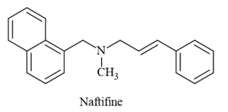 Naftifine là một chất có tác dụng chống nấm. Naftifine có công thức cấu tạo như hình sau:
Cho biết naftifine thuộc loại amine bậc mấy? (ảnh 1)