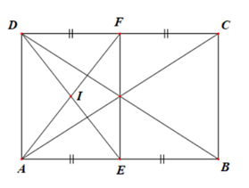 Cho hình chữ nhật ABCD. Lấy E, F lần lượt là trung điểm của AB, CD. Xét tính đúng/sai của các khẳng định sau: (ảnh 1)