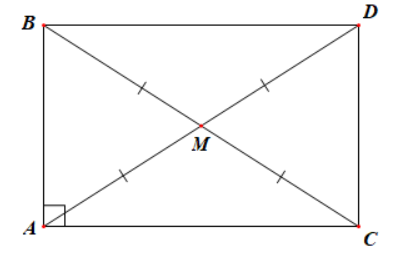 Cho tam giác ABC vuông tại A. Gọi M là trung điểm của BC. Lấy điểm D sao cho M là trung điểm của AD. Biết AD = 10 cm. Tính độ dài đoạn thẳng BC. (ảnh 1)