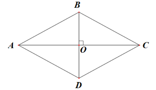 Cho hình bình hành ABCD có hai đường chéo AC và BD vuông góc với nhau tại O. Xét tính đúng/sai của các khẳng định sau: (ảnh 1)