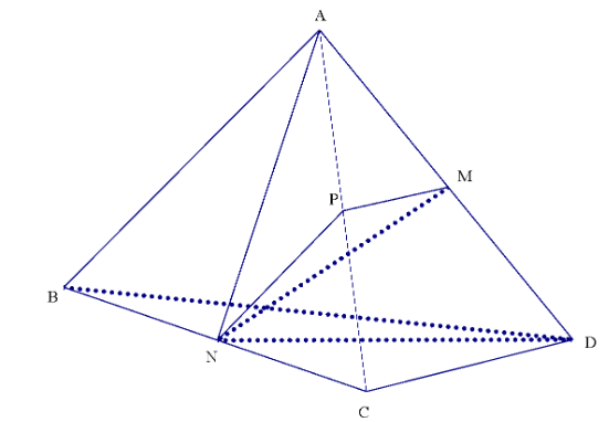 Cho tứ diện ABCD có AB = AC = BC = CD = DB = a. Gọi M, N, P lần lượt là trung điểm AD, BC và (ảnh 1)