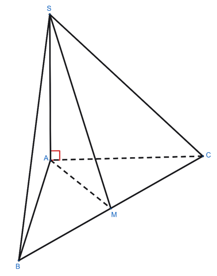 Cho hình chóp S.ABC có SA ⊥ (ABC), AB = AC = a, góc BAC = 120°, SA = a/2 căn 3. Tính số đo góc nhị diện [S, BC, A]. (Tính theo độ.) (ảnh 1)