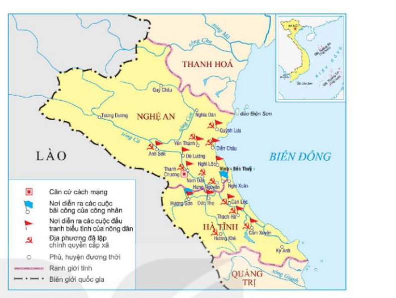 Quan sát sơ đồ sau đây rồi chọn đúng (ghi Đ)/ sai (ghi S) ở các nhận định a), b), c), d)

Lược đồ cao trào Xô viết Nghệ - Tĩnh (1930 - 1931) (ảnh 1)